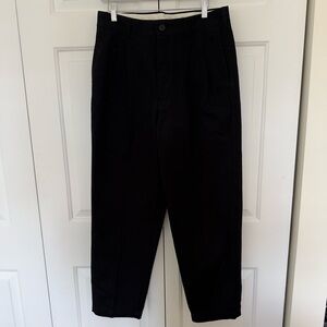 Uniqlo Men’s Black Cropped Pleated Twill Trousers